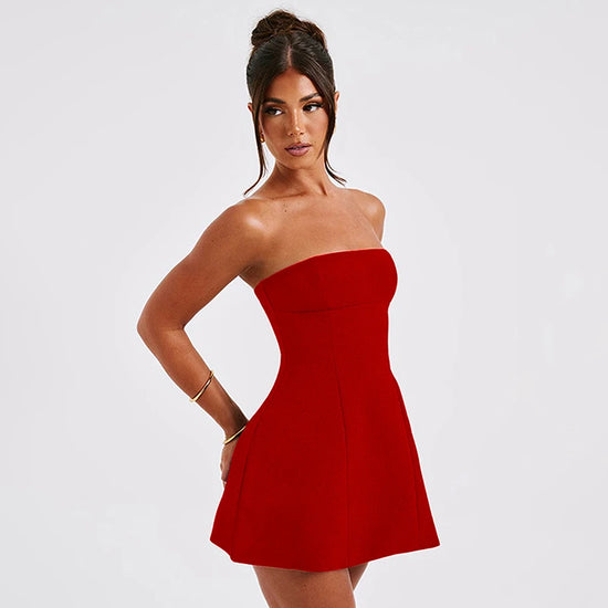 Elegant Summer Bodycon Dress for Women – Off-Shoulder Sleeveless A-Line Club Dress