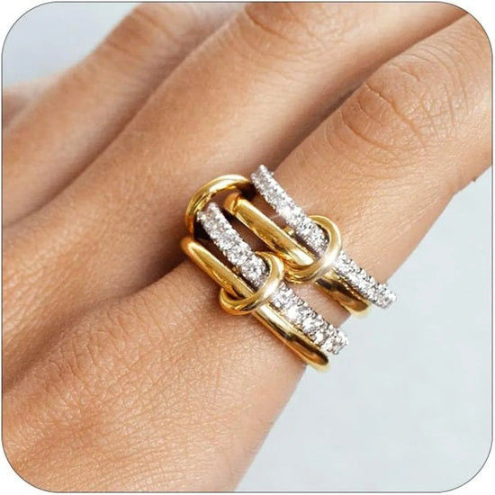 Niche Two-Color Four-Ring Jewelry Ring – Hypoallergenic, INS Style, Stacking Accessory for Young Women