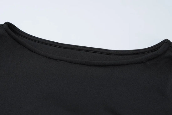 Chic Patchwork Ruffle Mini Dress for Women – Long Sleeve Elegant Autumn Party Outfit