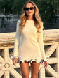 Chic Patchwork Ruffle Mini Dress for Women – Long Sleeve Elegant Autumn Party Outfit