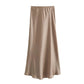 2024 High-Waist Satin Midi Skirt for Women – Elegant Summer Office Look