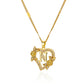 Gold Heart Initial Necklace – A–Z Alphabet Pendant on Stainless Steel Chain for Women