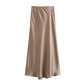 2024 High-Waist Satin Midi Skirt for Women – Elegant Summer Office Look