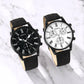 2PCS Set Couple Fashion Casual Leather Watches Ladies Simple Dial Quartz Wristwatches Dress Clock