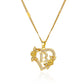 Gold Heart Initial Necklace – A–Z Alphabet Pendant on Stainless Steel Chain for Women