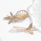 Pack of 2 Marine Themed Hair Clips Glitter Beaded Side Pin Alloy Flat Bangs Pin Starfish & Shell Shaped Fish Tail Design