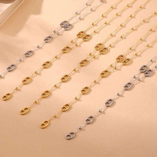 Fashion Long Chain Stainless Steel Necklaces For Women PVD Real Gold Plated Metal Female Collar Party Banquet Jewelry