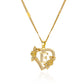 Gold Heart Initial Necklace – A–Z Alphabet Pendant on Stainless Steel Chain for Women