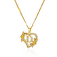Gold Heart Initial Necklace – A–Z Alphabet Pendant on Stainless Steel Chain for Women