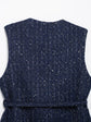 Women Fashion Tweed Belt Waistcoat O Neck Single Breasted Sleeveless Vests Spring Summer Office Lady Outerwear Chic Tops