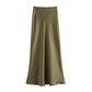 2024 High-Waist Satin Midi Skirt for Women – Elegant Summer Office Look