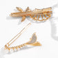 Pack of 2 Marine Themed Hair Clips Glitter Beaded Side Pin Alloy Flat Bangs Pin Starfish & Shell Shaped Fish Tail Design