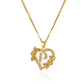Gold Heart Initial Necklace – A–Z Alphabet Pendant on Stainless Steel Chain for Women