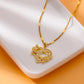 Gold Heart Initial Necklace – A–Z Alphabet Pendant on Stainless Steel Chain for Women