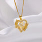 Gold Heart Initial Necklace – A–Z Alphabet Pendant on Stainless Steel Chain for Women