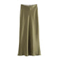 2024 High-Waist Satin Midi Skirt for Women – Elegant Summer Office Look