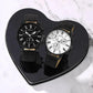 2PCS Set Couple Fashion Casual Leather Watches Ladies Simple Dial Quartz Wristwatches Dress Clock