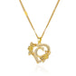 Gold Heart Initial Necklace – A–Z Alphabet Pendant on Stainless Steel Chain for Women