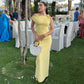 2025 Ruffled Yellow Midi Dress – Elegant Asymmetric Sleeveless Summer Holiday Dress for Women