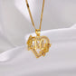 Gold Heart Initial Necklace – A–Z Alphabet Pendant on Stainless Steel Chain for Women