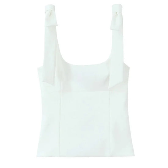 Yellow Crop Top for Women – Summer Sleeveless Butterfly Bow Backless Camisole Tank Top