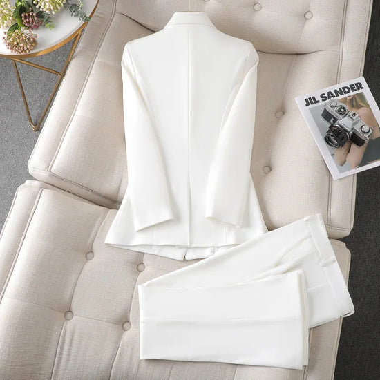 Two Piece Sets Women 2025 Blazer Jacket Long Pants Elegant Work Matching Sets Single Breasted Tops Normal Y2k Blazers Outfits