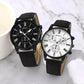 2PCS Set Couple Fashion Casual Leather Watches Ladies Simple Dial Quartz Wristwatches Dress Clock